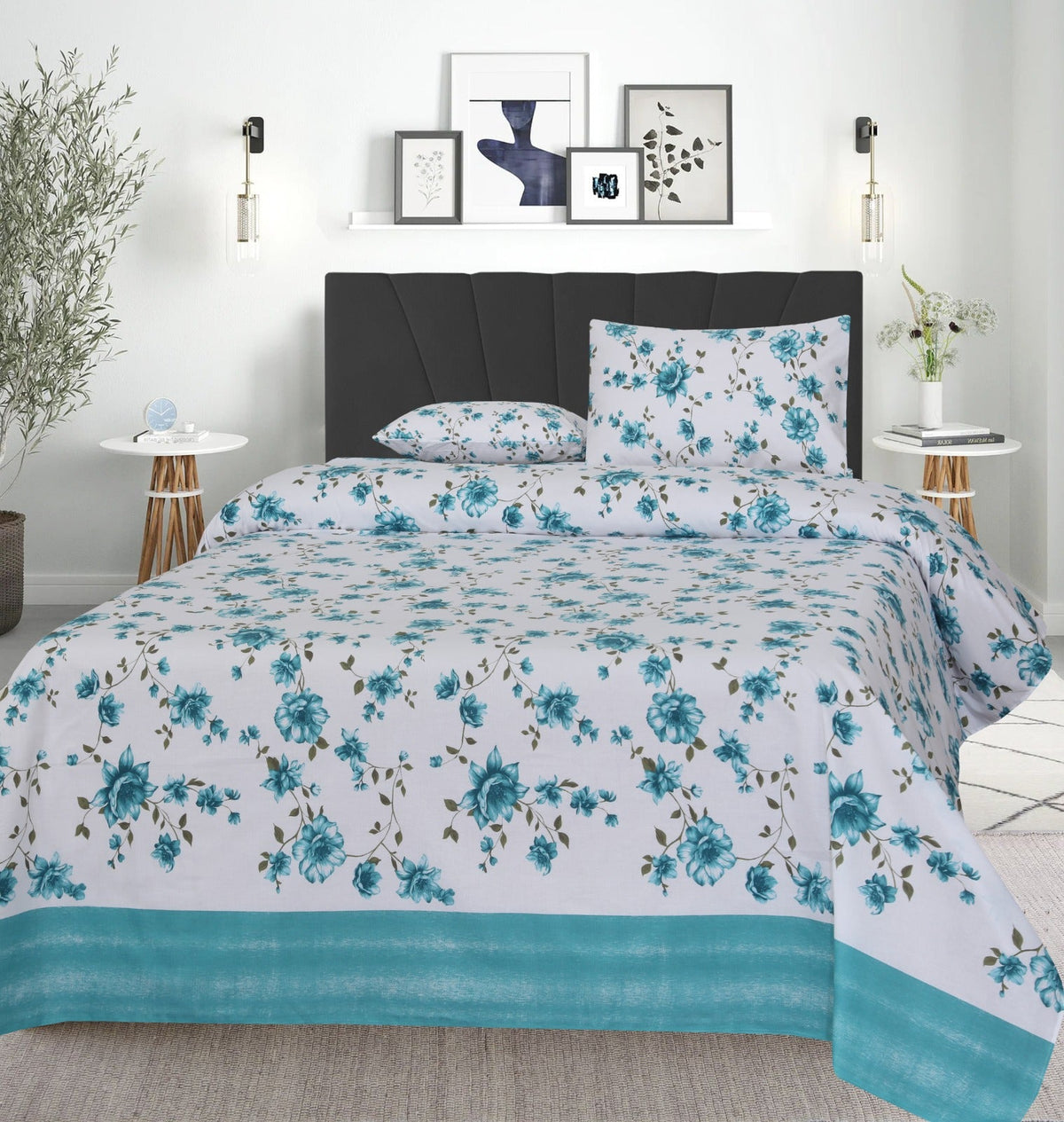 3 Pcs Pure Cotton Bed sheet B- 13