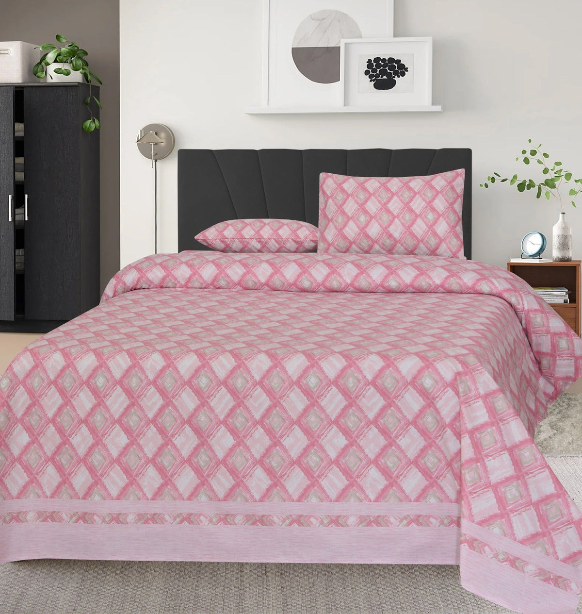 3 Pcs Pure Cotton Bed sheet B- 17