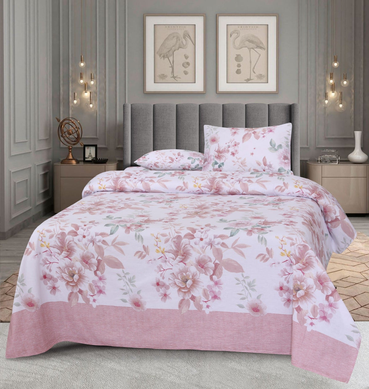 3 Pcs Pure Cotton Bed sheet B- 18