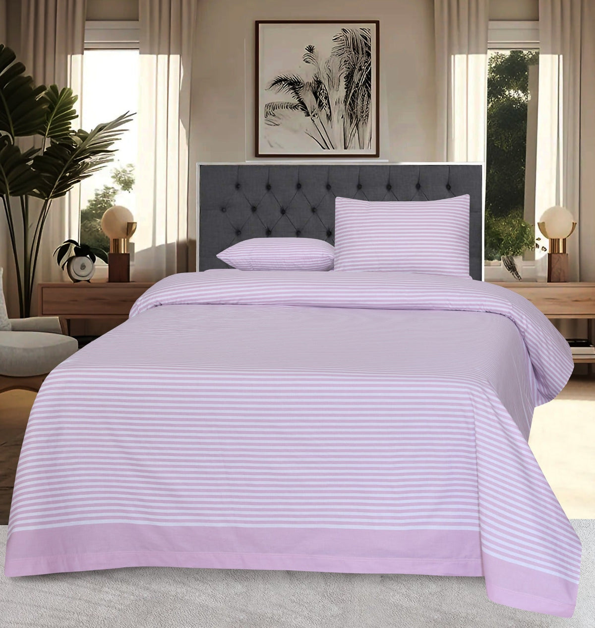 3 Pcs Pure Cotton Bed sheet B- 22