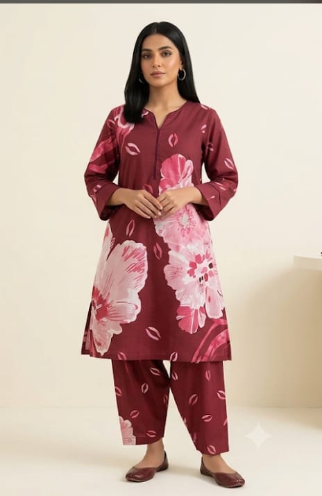 2-Pcs Digital Printed Premium Lawn By So Kamal SK-16
