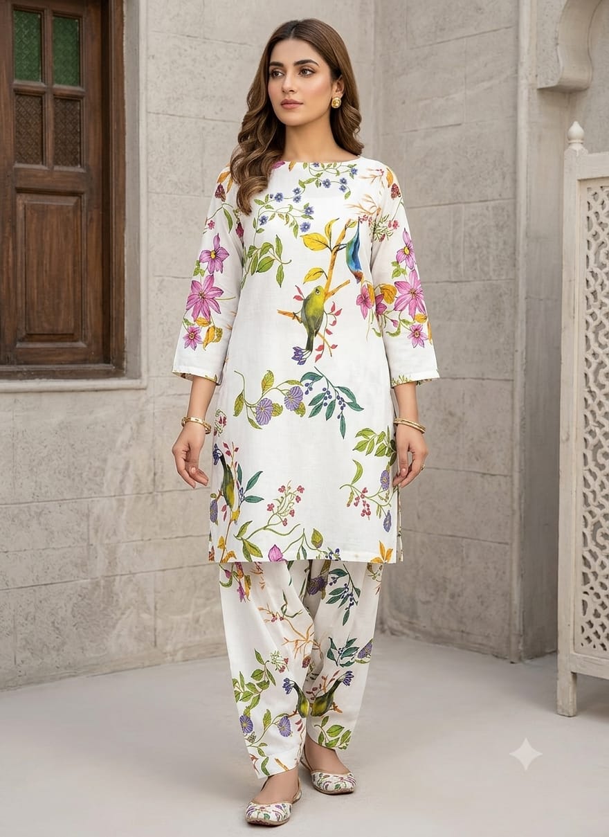 2-Pcs Digital Printed Premium Lawn By So Kamal SK-18
